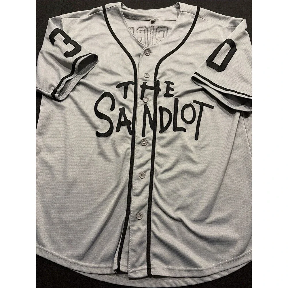 The Sandlot Benny Jet Rodriguez #30 Stitched Grey Baseball Jersey Sz Large